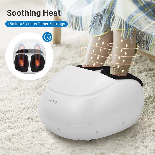 RENPHO Foot Massager Machine with Heat Shiatsu Deep Kneading Multi Level Settings Delivers Relief for Tired Muscles and Plantar Fasciitis Fits Feet Up to Men Size 12